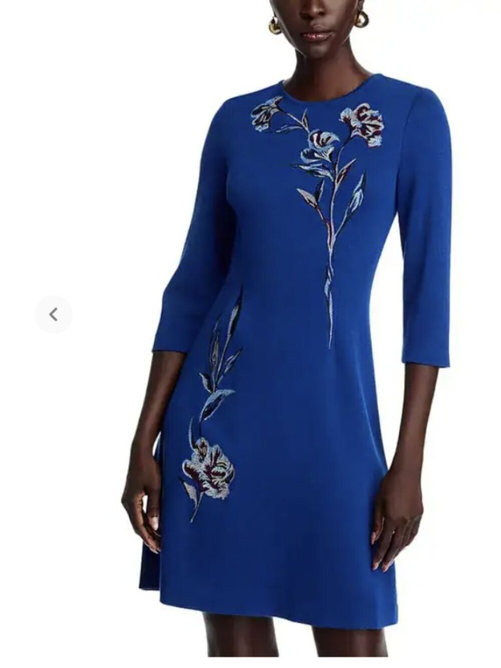 $398 NWOT Misook Floral-Embroidered Knee-Length Dress